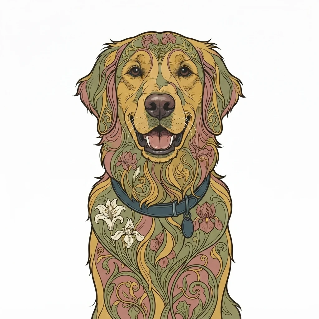El perro de muestra generado por IA en estilo Art nouveau