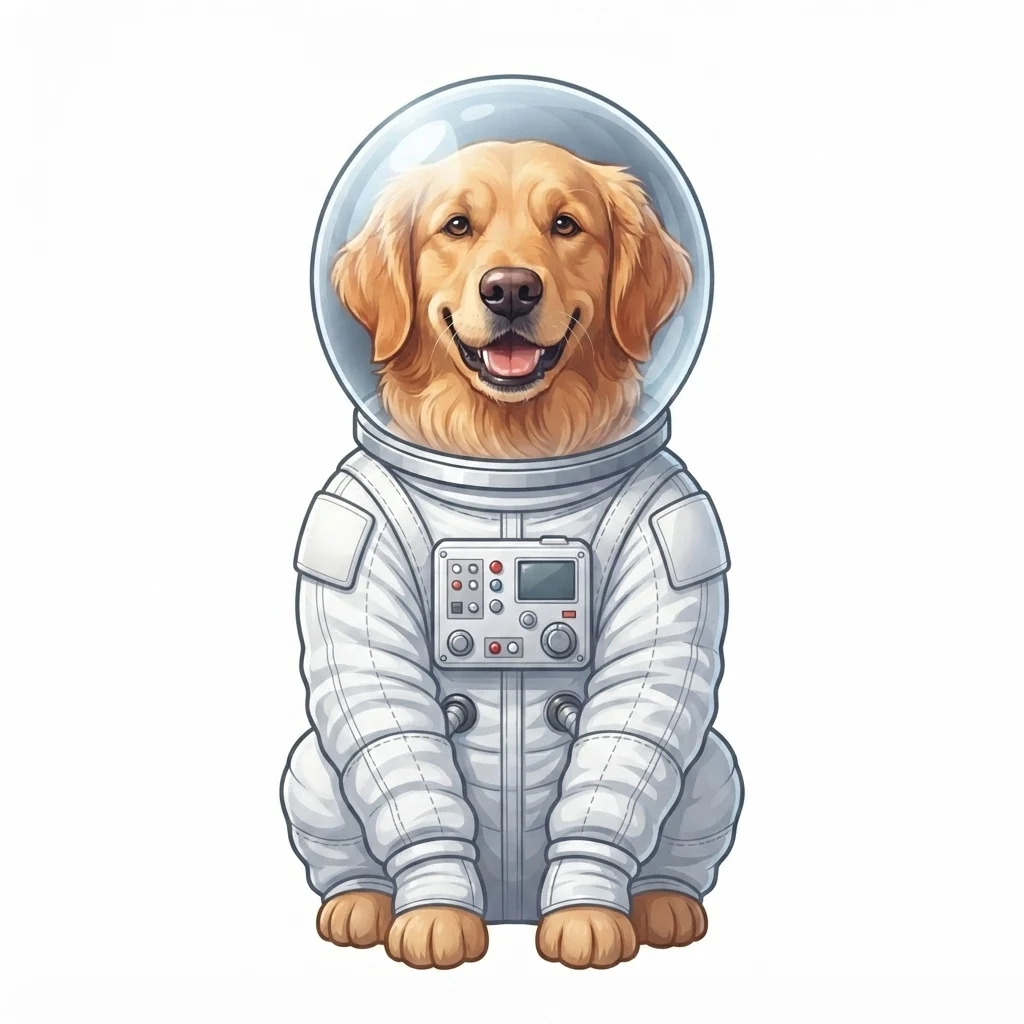 El perro de muestra generado por IA en estilo Astronauta