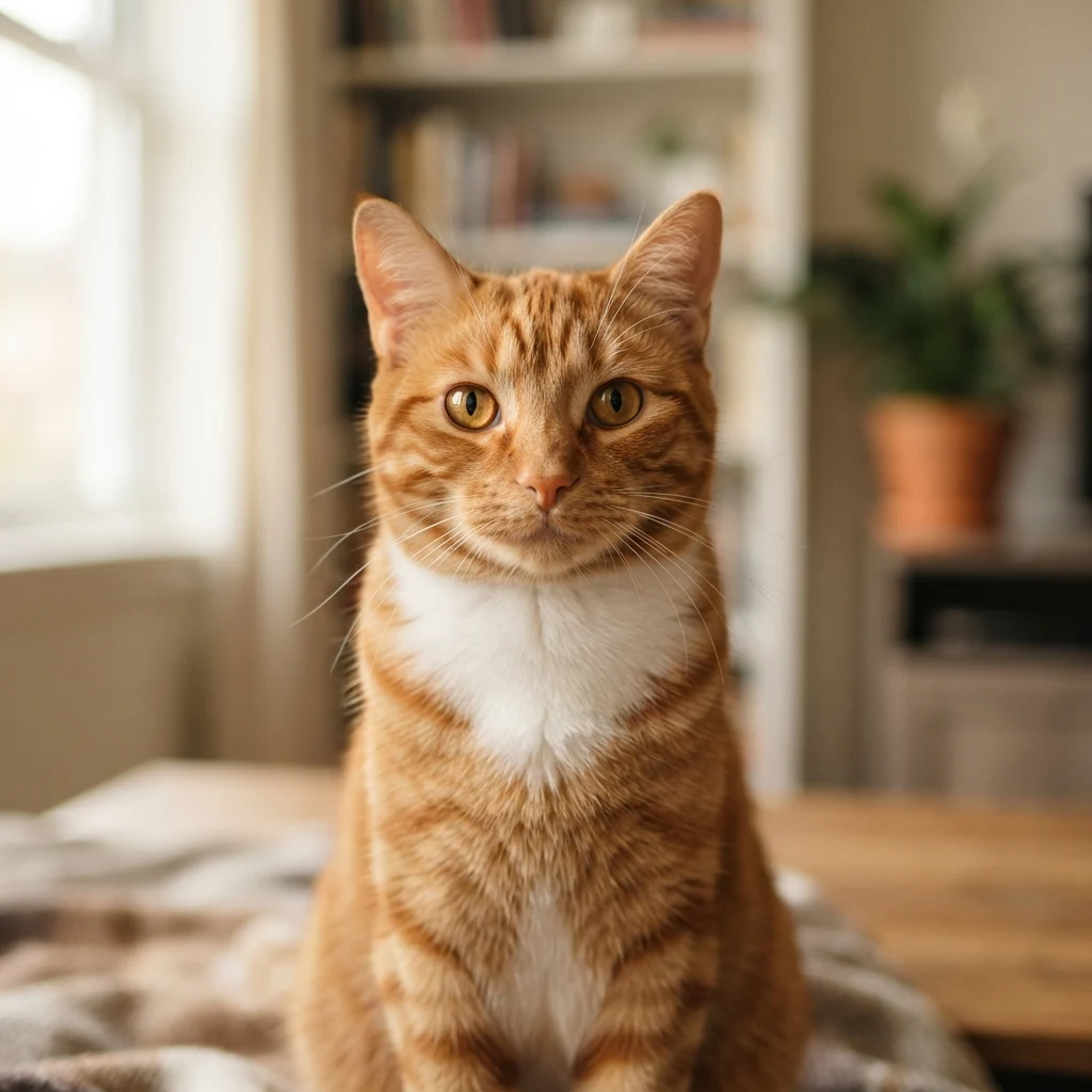 Un gato atigrado naranja de muestra generado por IA, antes y después del estilo Bolígrafo