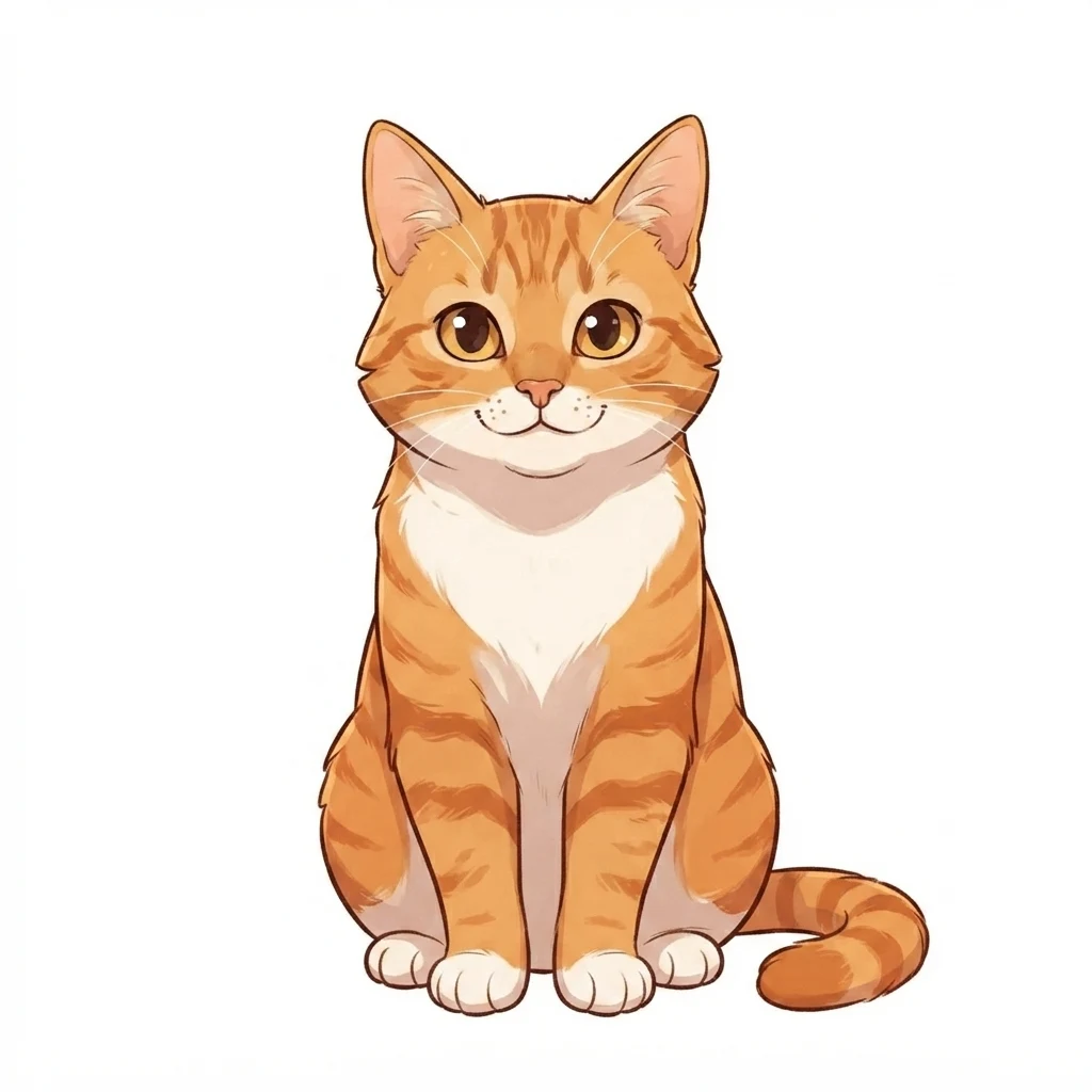 An AI-generated sample orange tabby cat, before and after the Cartoon style