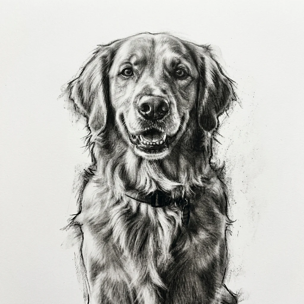 El perro de muestra generado por IA en estilo Carboncillo