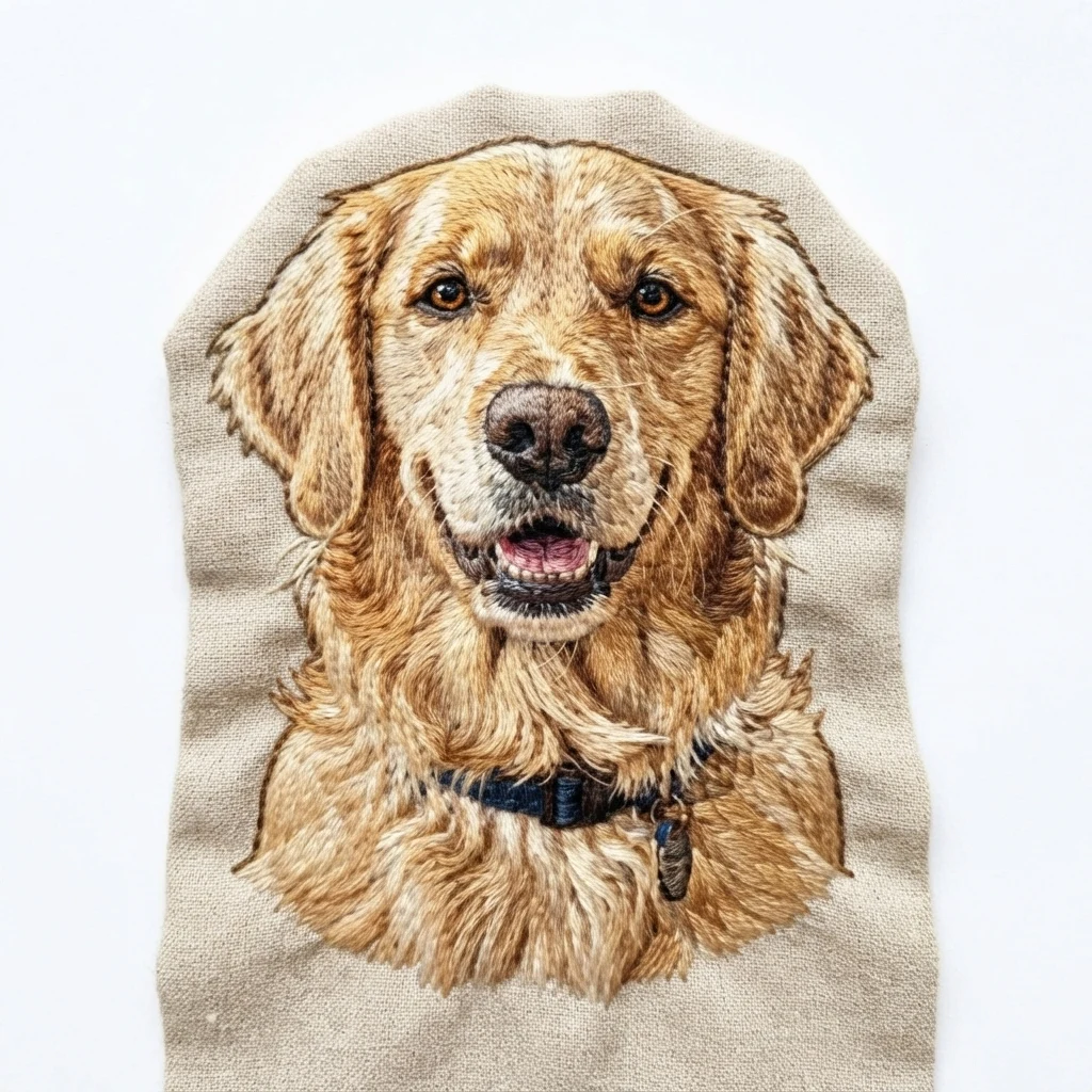 El perro de muestra generado por IA en estilo Bordado