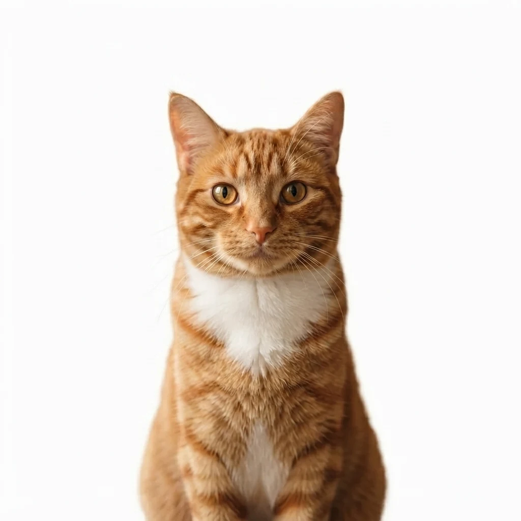 Un gato atigrado naranja de muestra generado por IA, antes y después del estilo Foto mejorada