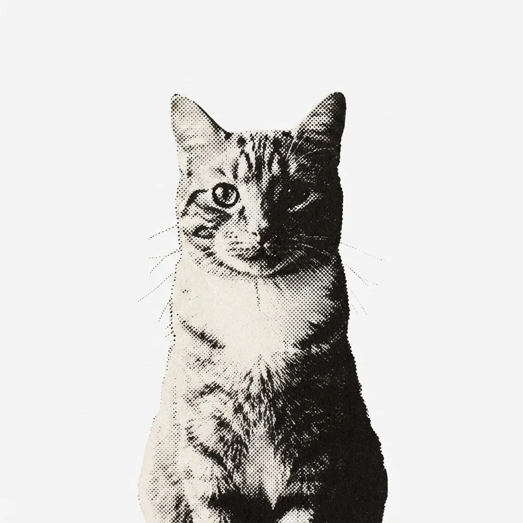 Un gato atigrado naranja de muestra generado por IA, antes y después del estilo Semitono