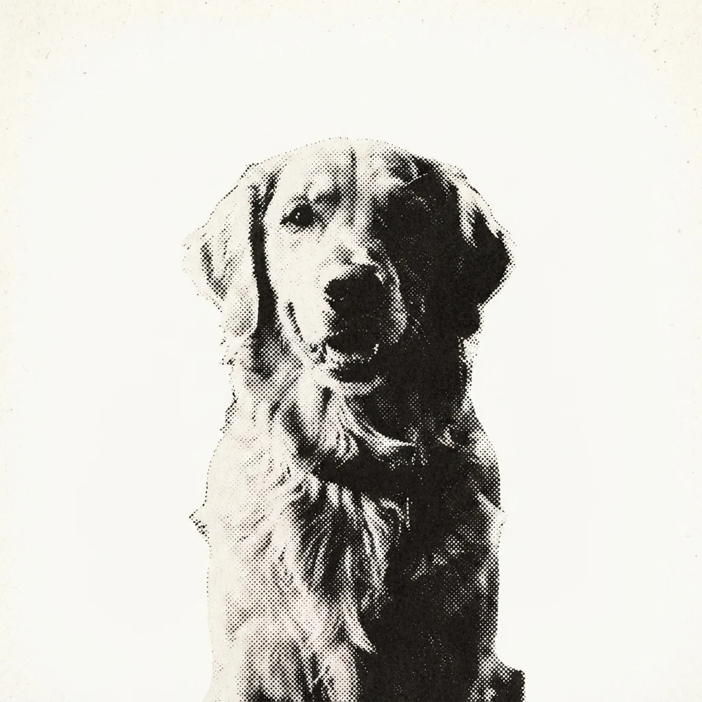 El perro de muestra generado por IA en estilo Semitono