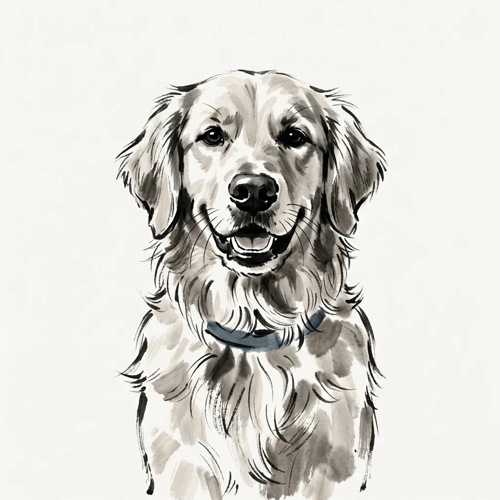 El perro de muestra generado por IA en estilo Tinta china