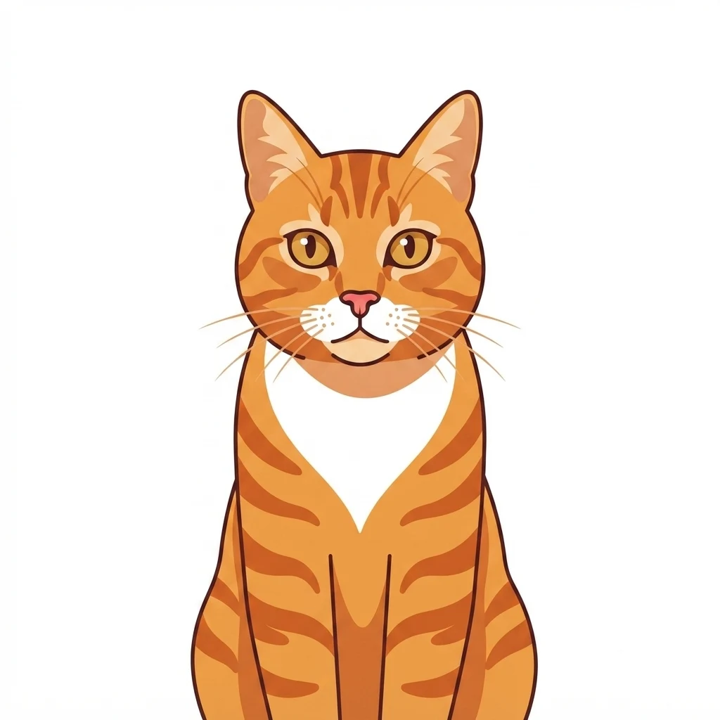 Un gato atigrado naranja de muestra generado por IA, antes y después del estilo Minimalista moderno