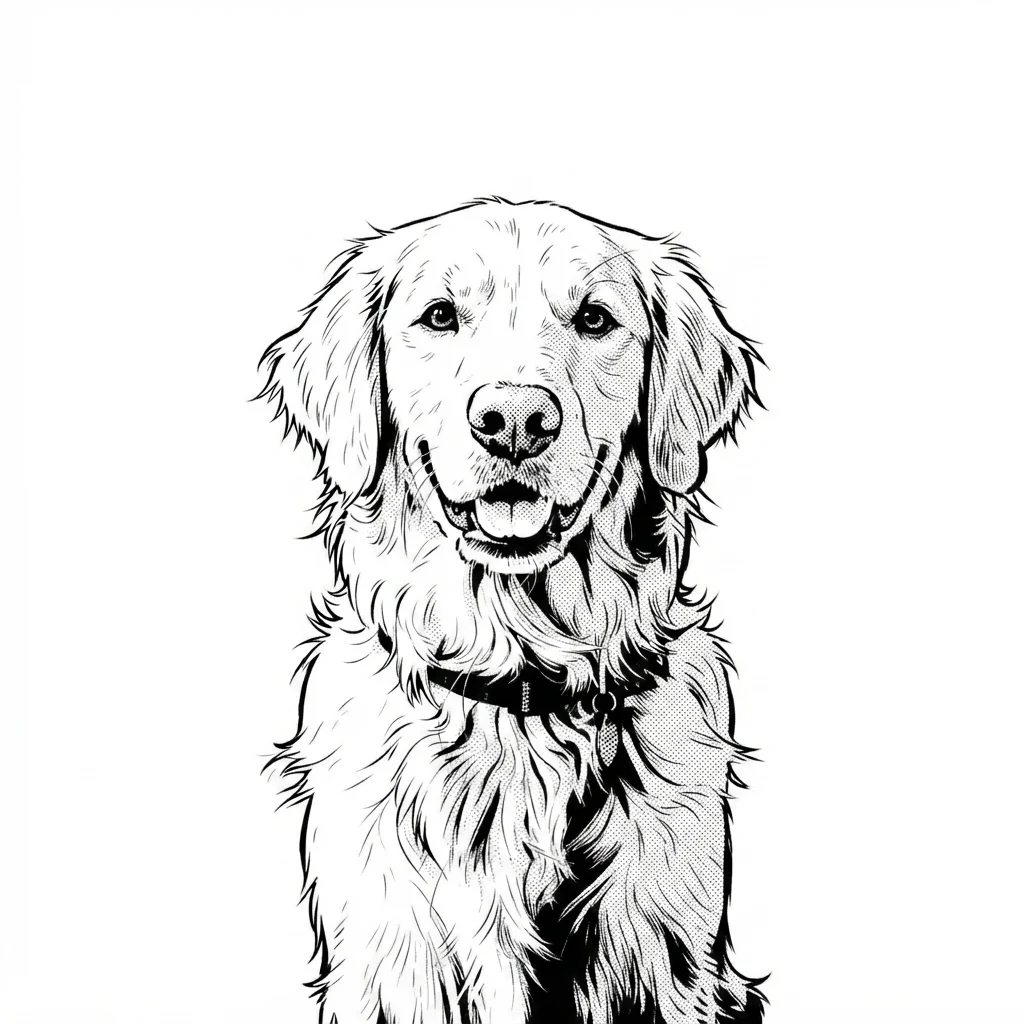 El perro de muestra generado por IA en estilo Manga en tinta