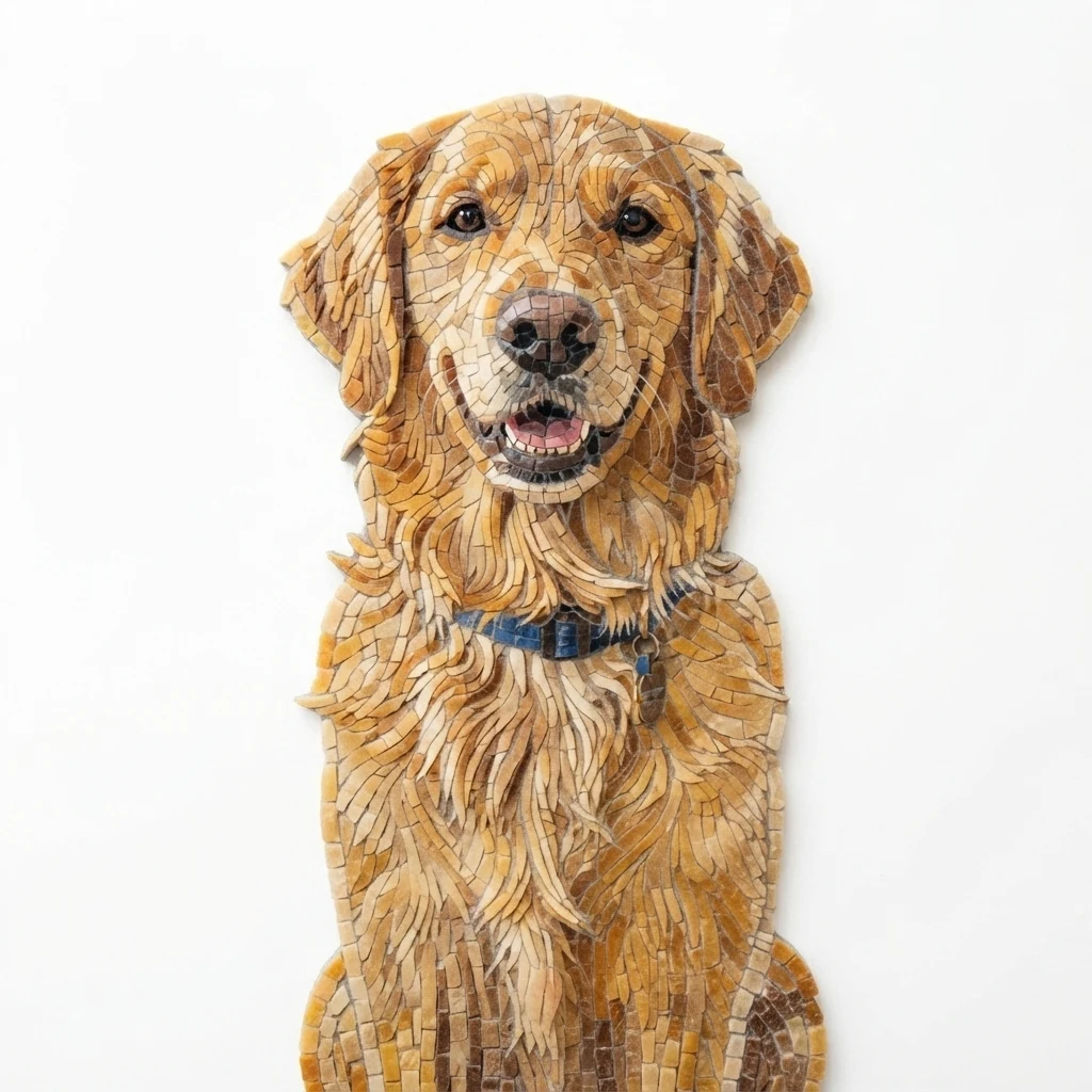 El perro de muestra generado por IA en estilo Mosaico