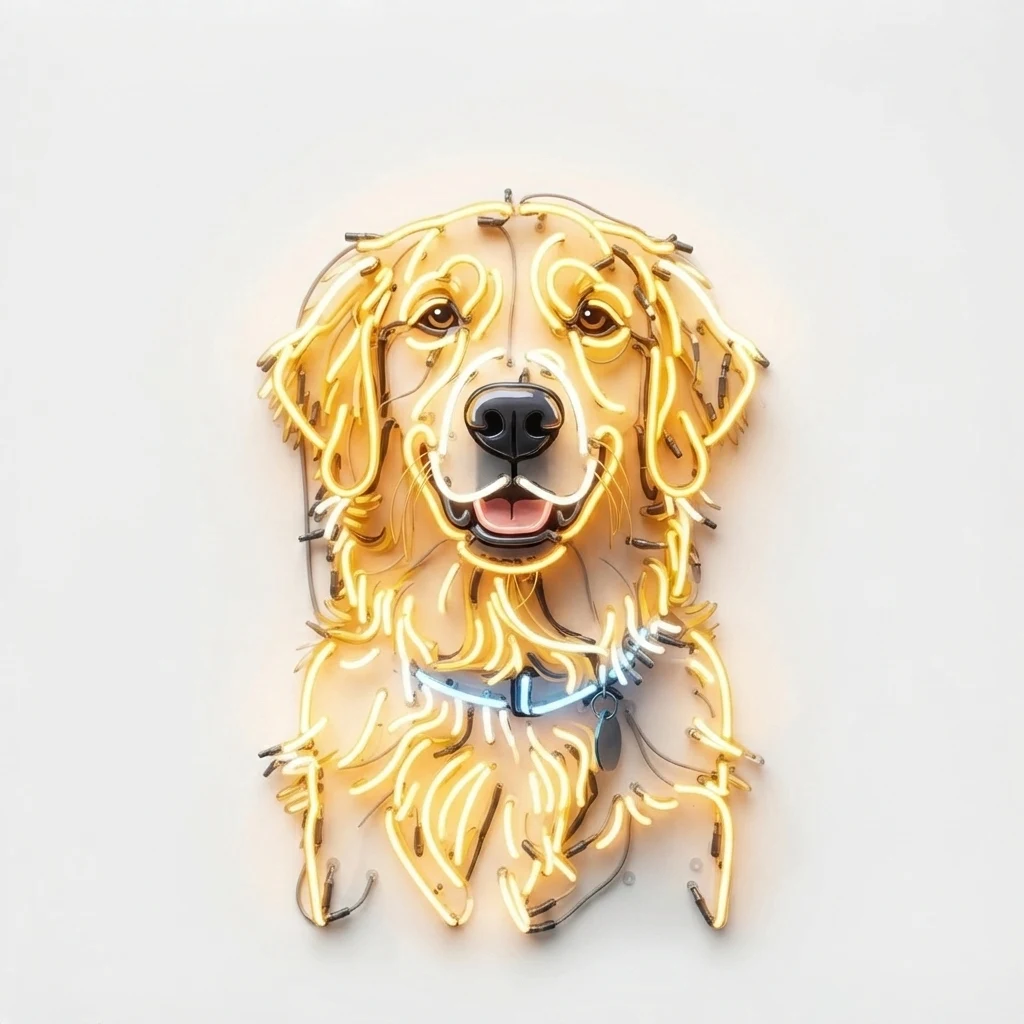 El perro de muestra generado por IA en estilo Neón