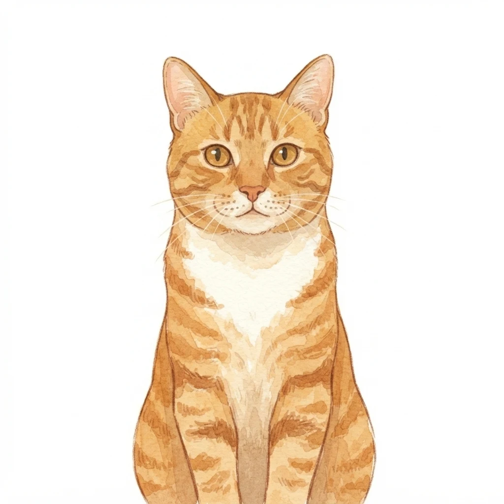An AI-generated sample orange tabby cat, before and after the Painted anime style