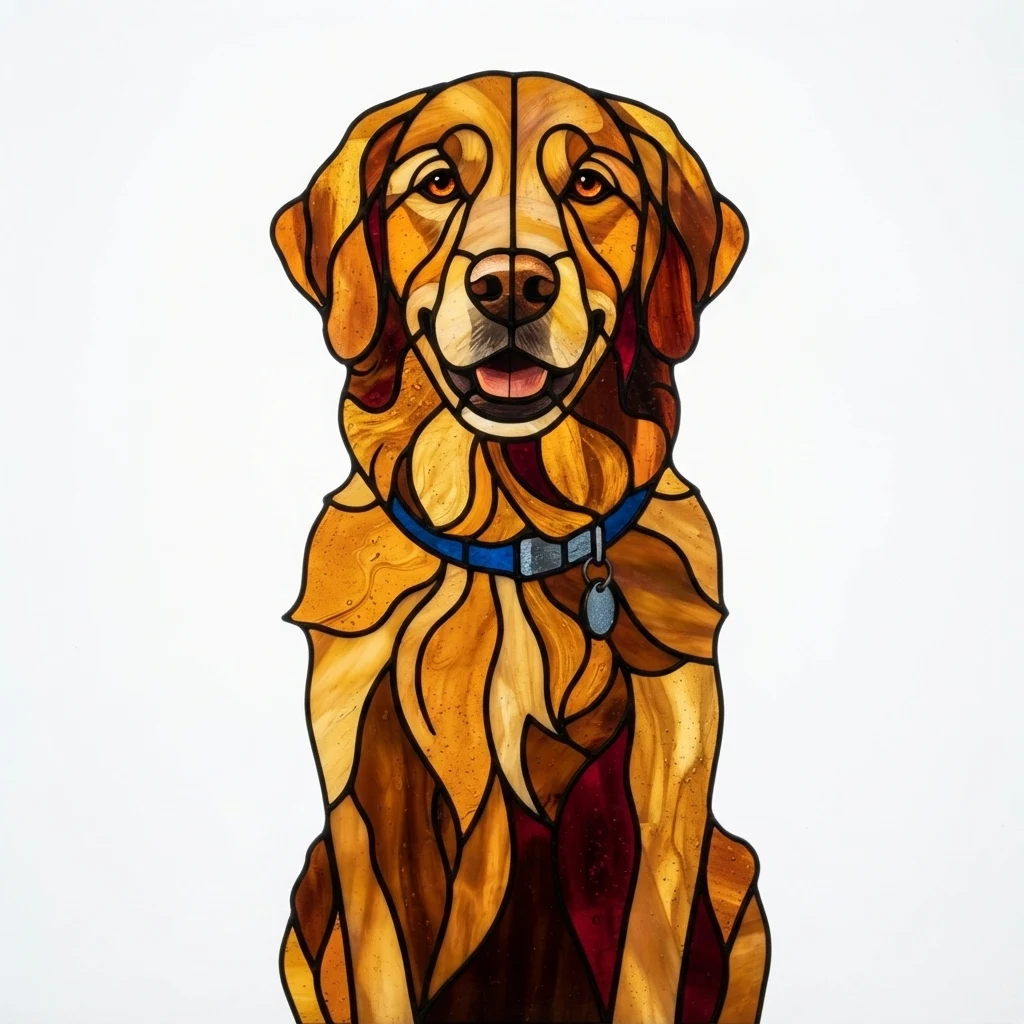 El perro de muestra generado por IA en estilo Vitral