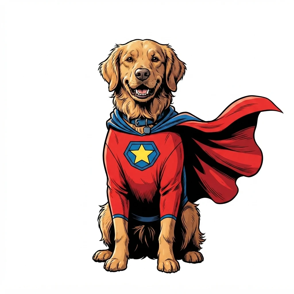 El perro de muestra generado por IA en estilo Superhéroe