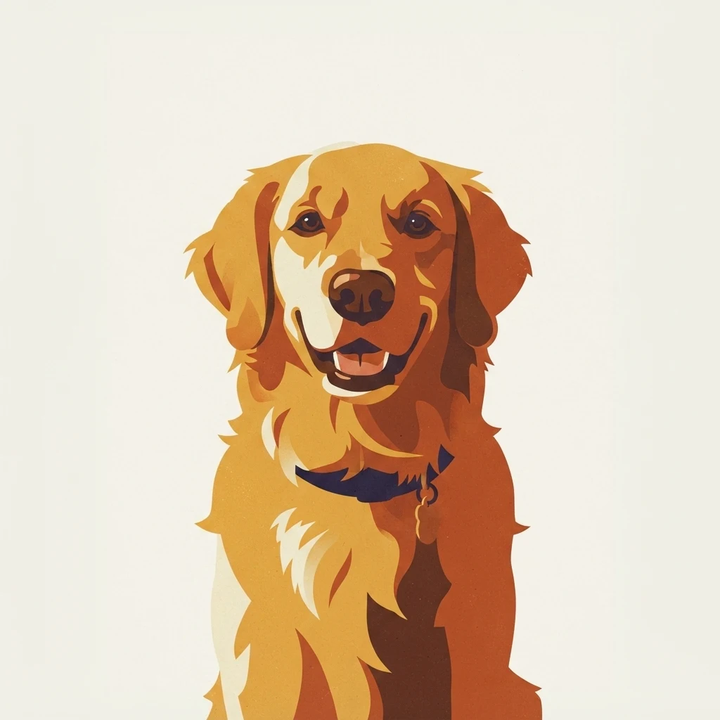 El perro de muestra generado por IA en estilo Cartel de viaje